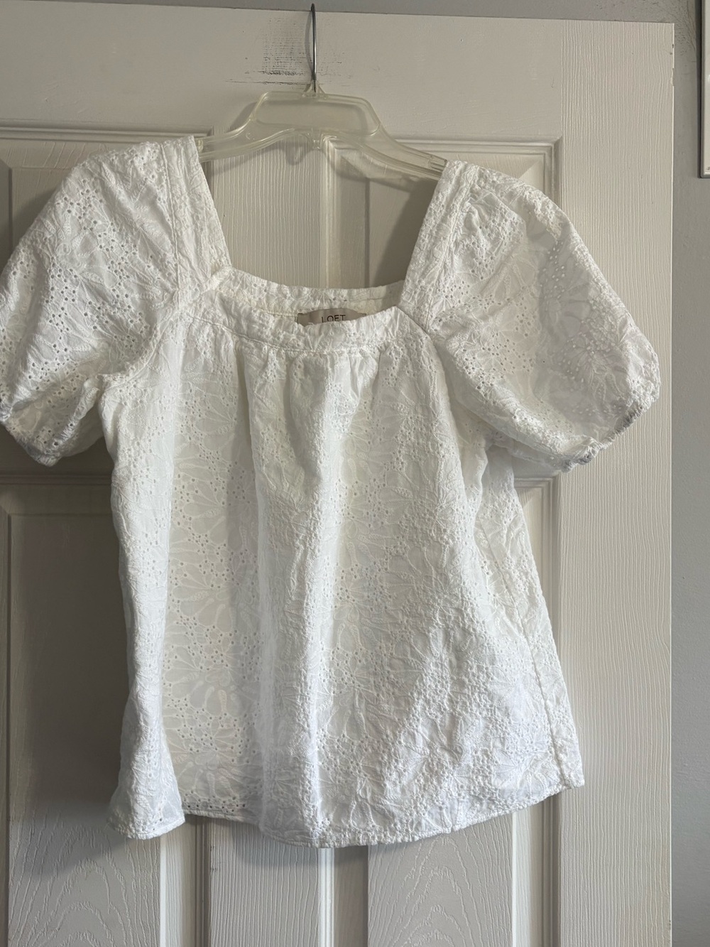 White eyelet top